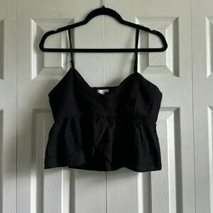 American Eagle Linen Blend Black Crop Top size L